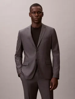 Calvin Klein Schmaler, strukturierter Blazer aus Wolle^Herren Anzüge|JackenFrisch Eingetroffen