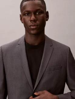 Calvin Klein Schmaler, strukturierter Blazer aus Wolle^Herren Anzüge|JackenFrisch Eingetroffen