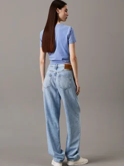 Calvin Klein Schmales cropped T-Shirt mit Badge^Damen T-shirts & Tops