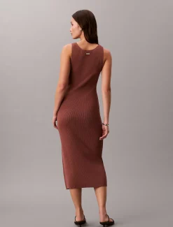 Calvin Klein Schmales, geripptes Stretch-Trägerkleid^Damen Kleider & Röcke