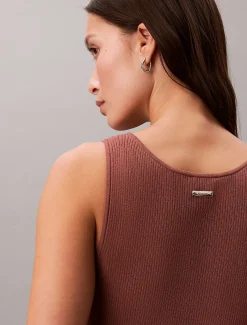 Calvin Klein Schmales, geripptes Stretch-Trägerkleid^Damen Kleider & Röcke