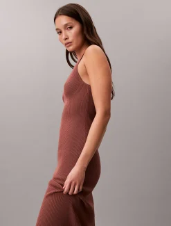 Calvin Klein Schmales, geripptes Stretch-Trägerkleid^Damen Kleider & Röcke