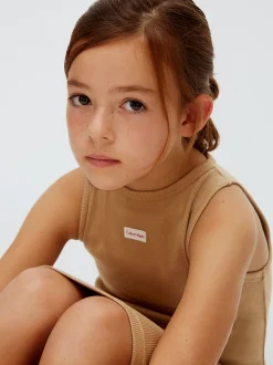 Calvin Klein Schmales, geripptes T-Shirt-Kleid^Kinder Kleider & Röcke|Kleidung