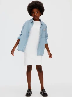 Calvin Klein Schmales, geripptes T-Shirt-Kleid^Kinder Kleider & Röcke|Kleidung