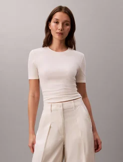 Calvin Klein Schmales geripptes T-Shirt aus Modal^Damen T-shirts & Tops