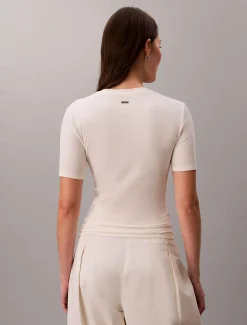 Calvin Klein Schmales geripptes T-Shirt aus Modal^Damen T-shirts & Tops