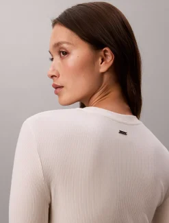 Calvin Klein Schmales geripptes T-Shirt aus Modal^Damen T-shirts & Tops