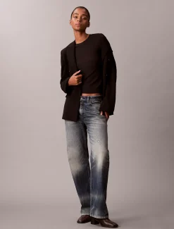 Calvin Klein Schmales geripptes T-Shirt aus Modal^Damen T-shirts & Tops