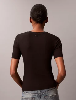 Calvin Klein Schmales geripptes T-Shirt aus Modal^Damen T-shirts & Tops