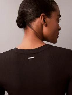 Calvin Klein Schmales geripptes T-Shirt aus Modal^Damen T-shirts & Tops