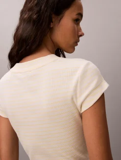 Calvin Klein Schmales, gestreiftes Rippen-T-Shirt^Damen T-shirts & Tops