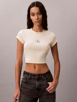 Calvin Klein Schmales, gestreiftes Rippen-T-Shirt^Damen T-shirts & Tops