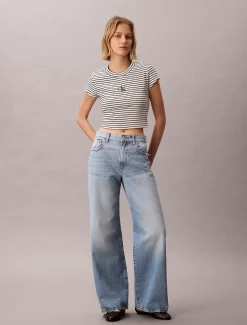 Calvin Klein Schmales, gestreiftes Rippen-T-Shirt^Damen T-shirts & Tops