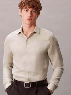 Calvin Klein Schmales Hemd aus einem Leinen-Mix^Herren Anzüge|Hemden & Poloshirts