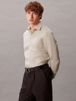 Calvin Klein Schmales Hemd aus einem Leinen-Mix^Herren Anzüge|Hemden & Poloshirts