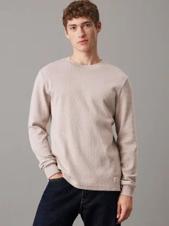 Calvin Klein Schmales Langarmshirt mit Waffelmuster^Herren T-shirts