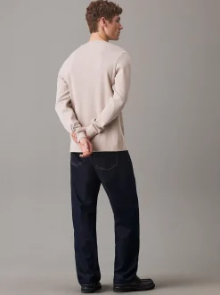 Calvin Klein Schmales Langarmshirt mit Waffelmuster^Herren T-shirts