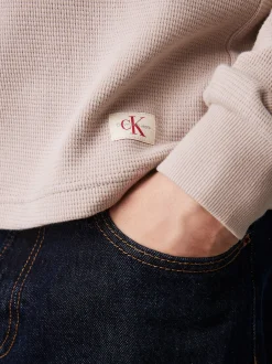 Calvin Klein Schmales Langarmshirt mit Waffelmuster^Herren T-shirts