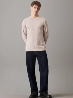 Calvin Klein Schmales Langarmshirt mit Waffelmuster^Herren T-shirts