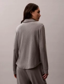 Calvin Klein Schmales Lounge-Hemd aus gebürstetem Strick^Damen Nachtwäsche & Loungewear