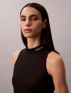 Calvin Klein Schmales Minikleid mit Stehkragen^Damen Kleider & Röcke