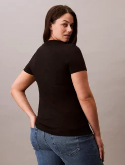 Calvin Klein Schmales Monogramm-T-Shirt in großen Größen^Damen T-shirts & Tops