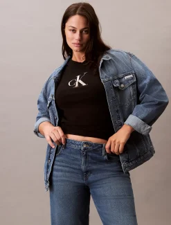 Calvin Klein Schmales Monogramm-T-Shirt in großen Größen^Damen T-shirts & Tops