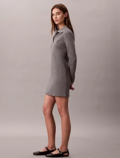 Calvin Klein Schmales Polokleid aus gerippter Baumwolle^Damen Kleider & Röcke