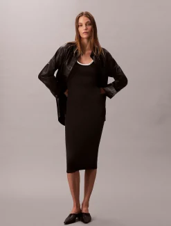 Calvin Klein Schmales, ärmelloses Kleid aus Baumwollstrick^Damen Kleider & Röcke