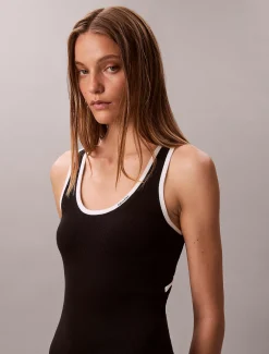 Calvin Klein Schmales, ärmelloses Kleid aus Baumwollstrick^Damen Kleider & Röcke