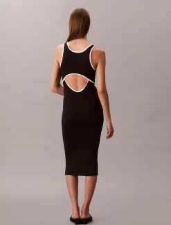 Calvin Klein Schmales, ärmelloses Kleid aus Baumwollstrick^Damen Kleider & Röcke