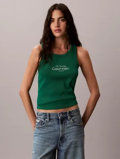 Calvin Klein Schmales Tanktop aus gerippter Baumwolle^Damen T-shirts & Tops