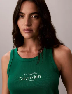 Calvin Klein Schmales Tanktop aus gerippter Baumwolle^Damen T-shirts & Tops