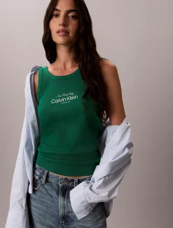 Calvin Klein Schmales Tanktop aus gerippter Baumwolle^Damen T-shirts & Tops