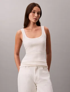 Calvin Klein Schmales Tanktop aus gerippter Baumwolle^Damen T-shirts & Tops