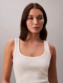Calvin Klein Schmales Tanktop aus gerippter Baumwolle^Damen T-shirts & Tops