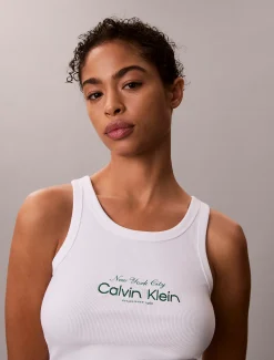 Calvin Klein Schmales Tanktop aus gerippter Baumwolle^Damen T-shirts & Tops