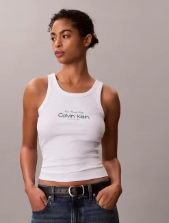 Calvin Klein Schmales Tanktop aus gerippter Baumwolle^Damen T-shirts & Tops