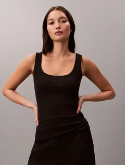 Calvin Klein Schmales Tanktop aus gerippter Baumwolle^Damen T-shirts & Tops