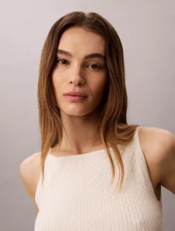 Calvin Klein Schmales Tanktop mit Zopfstrickmuster^Damen T-shirts & Tops|Strickdesigns