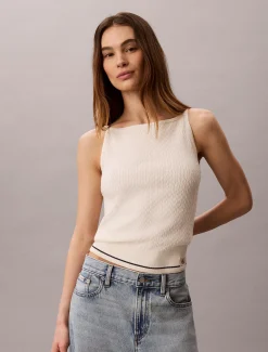 Calvin Klein Schmales Tanktop mit Zopfstrickmuster^Damen T-shirts & Tops|Strickdesigns
