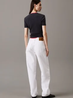 Calvin Klein Schmales T-Shirt aus gerippter Baumwolle^Damen T-shirts & Tops