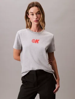 Calvin Klein Schmales T-Shirt mit CK-Logo aus Jersey^Damen T-shirts & Tops