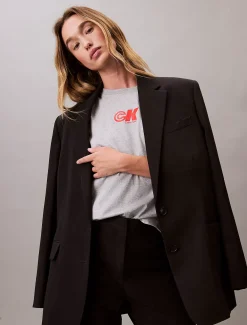 Calvin Klein Schmales T-Shirt mit CK-Logo aus Jersey^Damen T-shirts & Tops