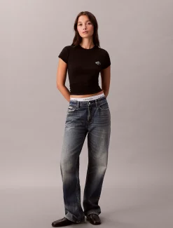 Calvin Klein Schmales T-Shirt mit Cocktail-Logo-Grafik^Damen T-shirts & Tops