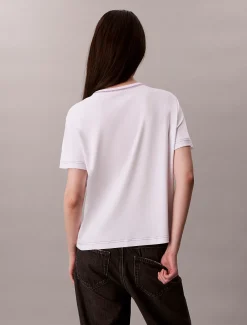 Calvin Klein Schmales T-Shirt mit Logo-Grafik-Stickerei^Damen T-shirts & Tops