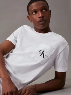 Calvin Klein Schmales T-Shirt mit Monogramm auf der Tasche^Herren T-shirts