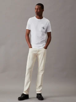 Calvin Klein Schmales T-Shirt mit Monogramm auf der Tasche^Herren T-shirts