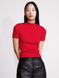 Calvin Klein Schmales T-Shirt mit Rundhalsausschnitt und Cutouts^Damen T-shirts & Tops