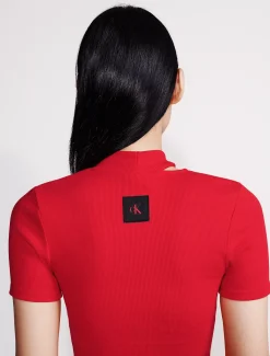 Calvin Klein Schmales T-Shirt mit Rundhalsausschnitt und Cutouts^Damen T-shirts & Tops